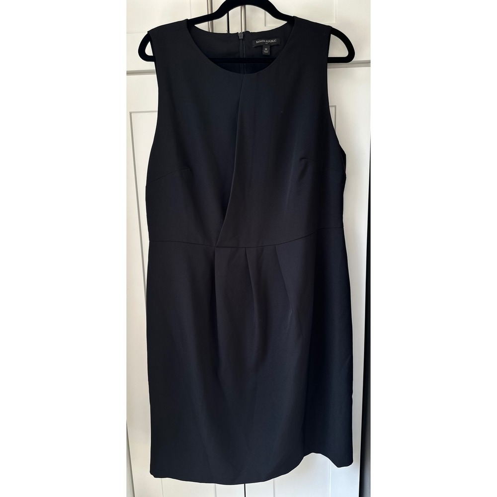 Banana Republic Women's Size 14 Black Sheath Dress Sleeveless Career Work 0352